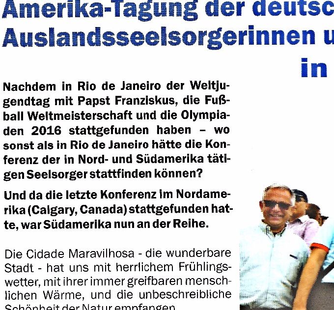 Vom 5. Bis zum 9. Septemder 2016 Konferenz in Rio