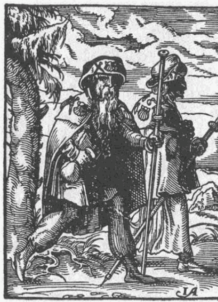 Zwei Jakobsbrüder Stich von Jost Amann 1568